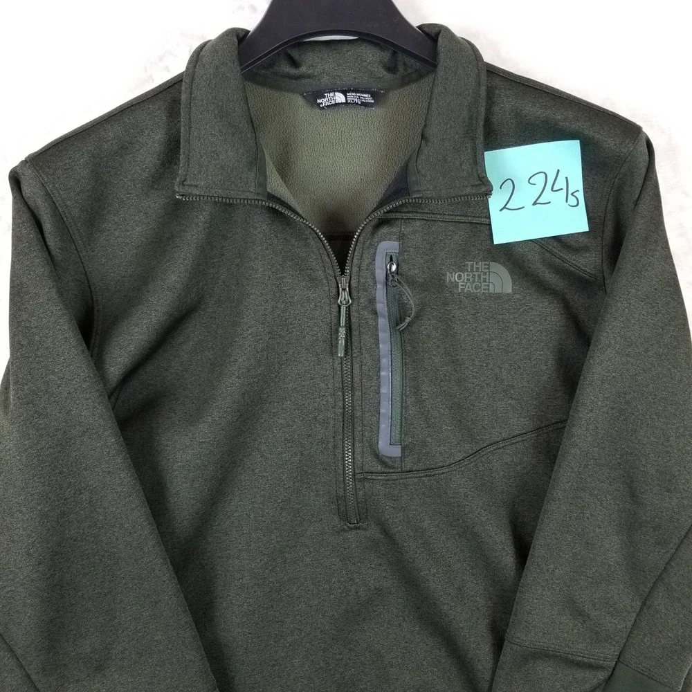 The North Face Mens XL Quarter‎ Zip Fleece Pullover Jacket Forest Green Heather